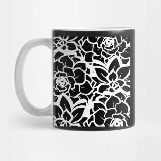 Black and White Petal Punch - Digitally Illustrated Abstract Flower Pattern for Home Decor, Clothing Fabric, Curtains, Bedding, Pillows, Upholstery, Phone Cases and Stationary Mug